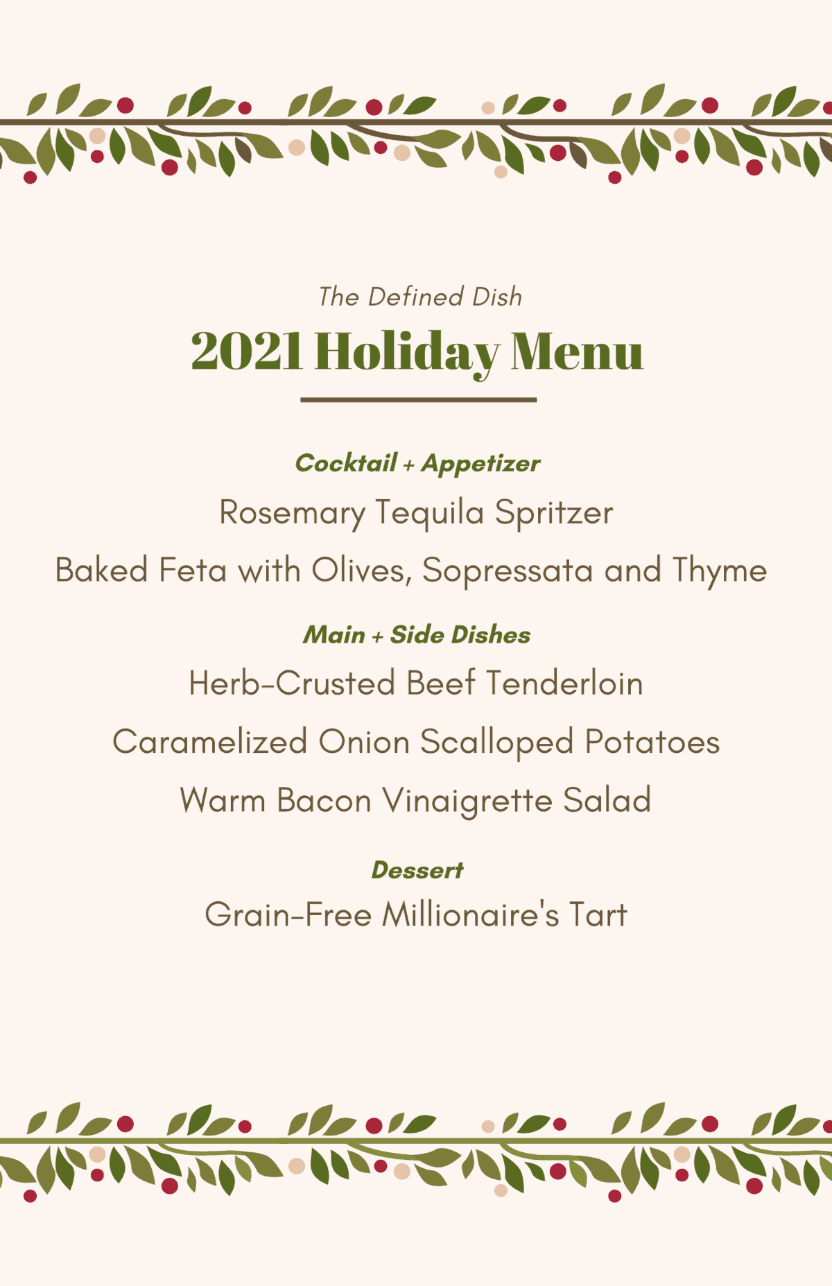 Holiday Menu